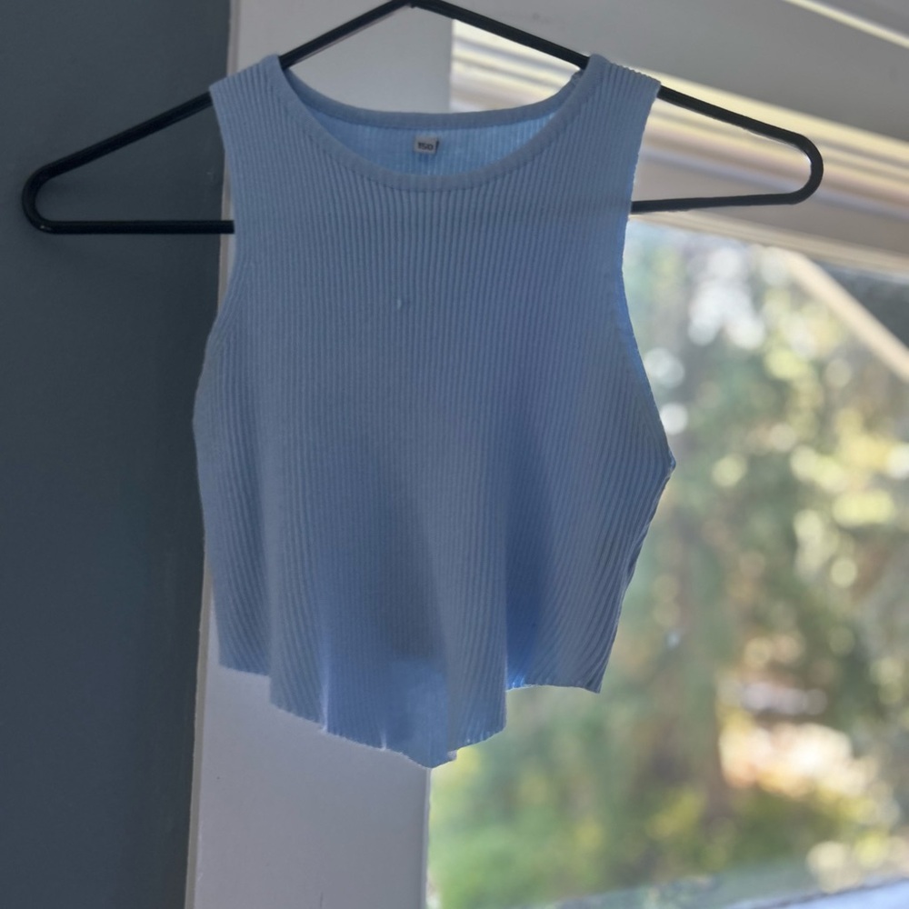 Altar'd State Light Blue Ribbed Crop Top
